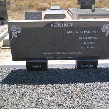 KERSHOFF Maria Elizabeth nee JORDAAN 1935-1997