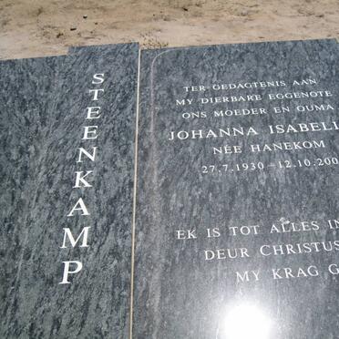 STEENKAMP Johanna Isabella nee HANEKOM 1930-2008