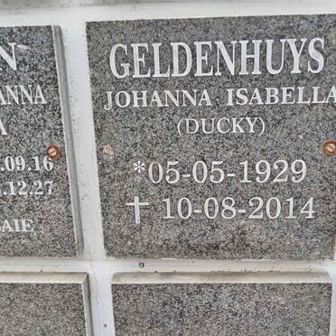 GELDENHUYS Johanna Isabella 1929-2014
