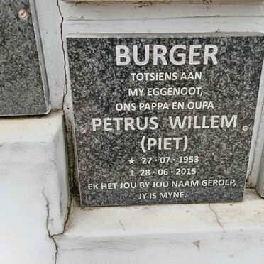 BURGER Petrus Willem 1953-2015