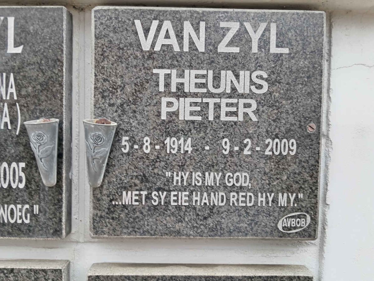 ZYL Theunis Pieter, van 1914-2009