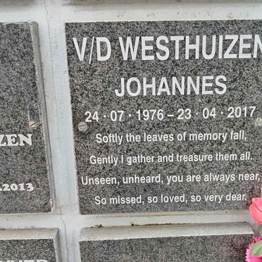 WESTHUIZEN Johannes, v.d. 1976-2017