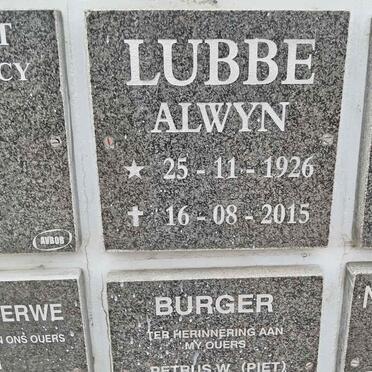 LUBBE Alwyn 1926-2015