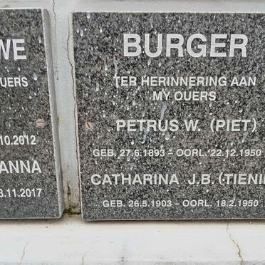 BURGER Petrus W. 1893-1950 &amp; Catharina J.B. 1903-1950