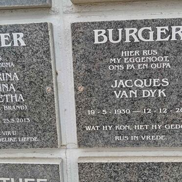 BURGER Jacques van Dyk 1930-2008