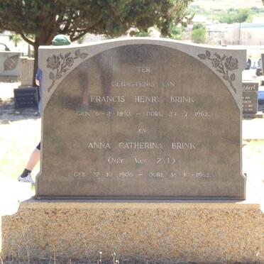BRINK Francis Henry 1893-1963 &amp; Anna Catherina VAN ZYL 1906-1963