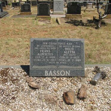 BASSON Frans Albertus 1899-1983 &amp; Helie Aletta SMITH 1905-1989