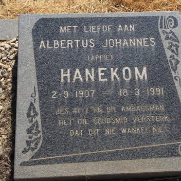 HANEKOM Albertus Johannes 1907-1991