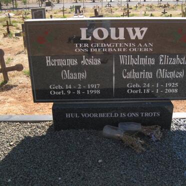 LOUW Hermanus Josias 1917-1998 &amp; Wilhelmina Elizabeth Catharina 1925-2008
