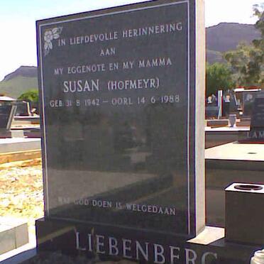 LIEBENBERG Susan nee HOFMEYR 1942-1988
