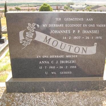 MOUTON Johannes P.P. 1907-1976 &amp; Anna C.J. BURGER 1910-1988