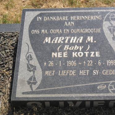 OLIVIER Martha M. nee KOTZE 1906-1998