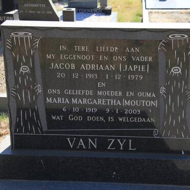 ZYL Jacob Adriaan, van 1913-1979 &amp; Maria Margaretha MOUTON 1919-2003