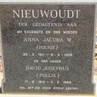 NIEUWOUDT David Josephus 1913-1988 &amp; Anna Jacoba M. FOURIE 1911-1969