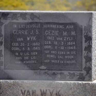 WYK Gerrie J.S., van 1882-1965 &amp; Gezie M.M VAN ZYL 1884-1948