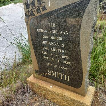 SMITH Johanna S. nee LOTTER 1877-1938
