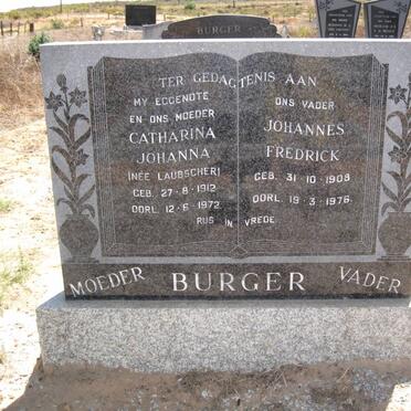 BURGER Johannes Fredrick 1908-1976 &amp; Catharina Johanna LAUBSCHER 1912-1972