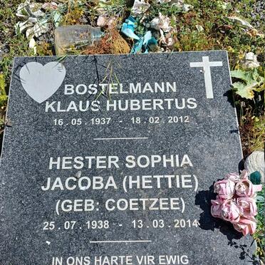BOSTELMANN Klaus Hubertus 1937-2012 &amp; Hester Sophia Jacoba COETZEE 1938-2014