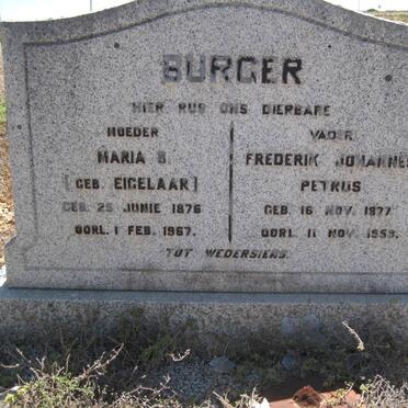 BURGER Frederik Johannes 1877-1959 &amp; Maria B. EIGELAAR 1876-1967