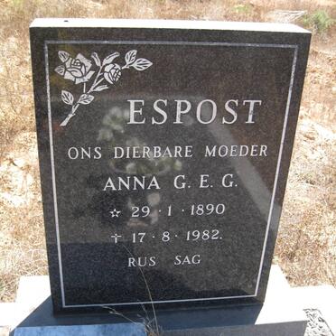 ESPOST Anna G.E.G. 1890-1982 :: WITTHUHN Dennis Charles 1931-2004