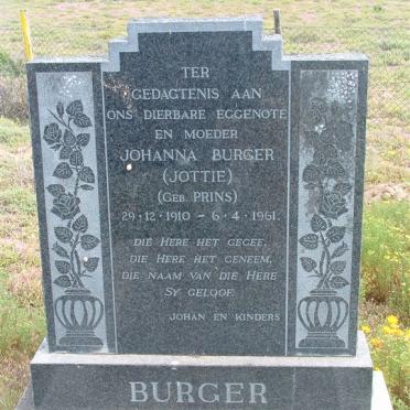 BURGER Johanna née PRINS 1910-1961