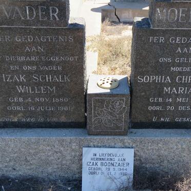 BURGER Izak Schalk Willem 1880-1961 &amp; Sophia Christina Maria 1880-1973 :: BOONZAIER Izak 1944-1996