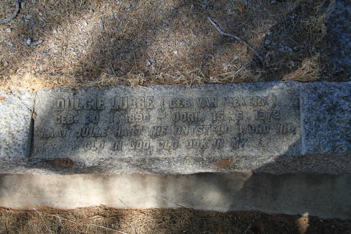 LUBBE Dulcie nee VAN NIEKERK 1890-1972