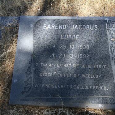 LUBBE Barend Jacobus 1930-1992