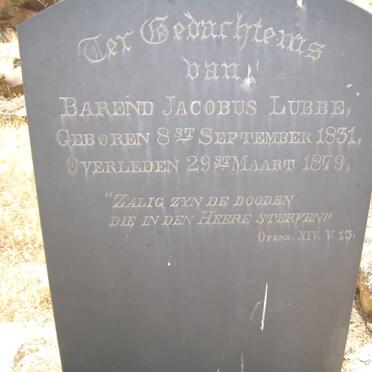 LUBBE Barend Jacobus 1831-1879