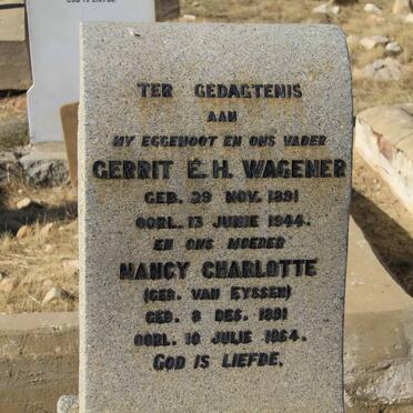 WAGENER Gerrit E.H. 1891-1944 &amp; Nancy Charlotte VAN EYSSEN 1891-1964