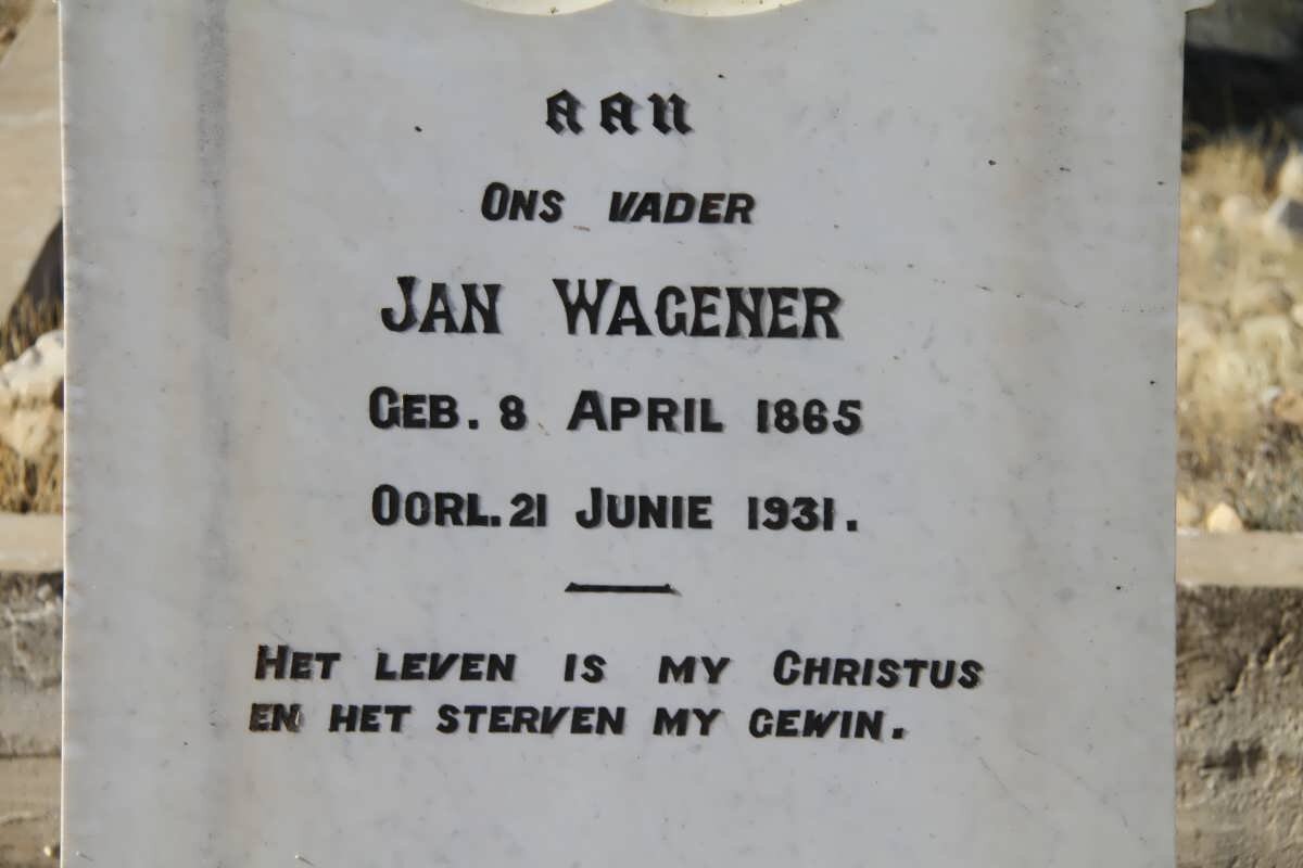 WAGENER Jan 1865-1931