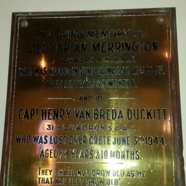MERRINGTON Brian -1943 :: DUCKITT Henry van Breda -1944