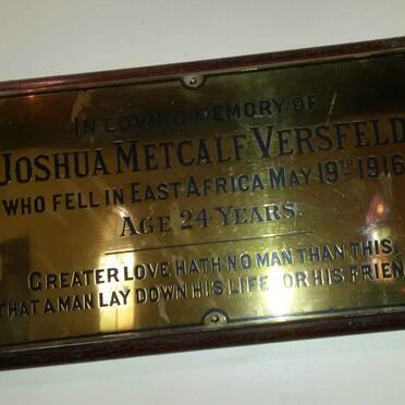 VERSFELD Joshua Metcalf -1916