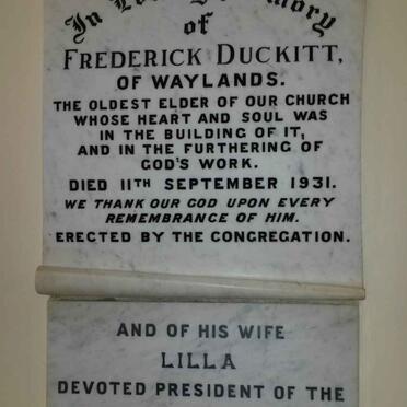 DUCKITT Frederick -1931 &amp; Lilla -1943