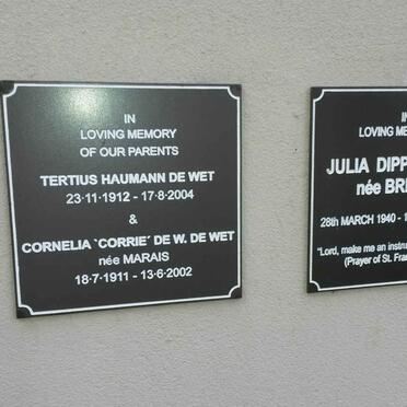 WET Tertius Haumann, de 1912-2004 &amp; Cornelia de W. MARAIS 1911-2002