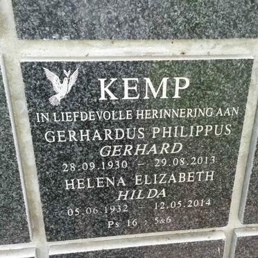 KEMP Gerhardus Philippus 1930-2013 &amp; Helena Elizabeth 1932-2014