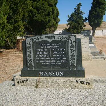 BASSON Theunis Johannes Gerhardus 1867-1964 &amp; Gertruida Johanna ACKER 1878-1960
