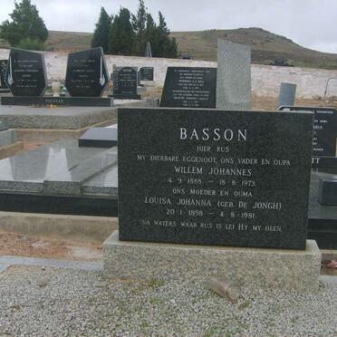 BASSON Willem Johannes 1888-1973 &amp; Louisa Johanna DE JONGH 1898-1981