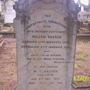 BASSON Willem 1838-1921 &amp; M.C. LOUW 1860-1954
