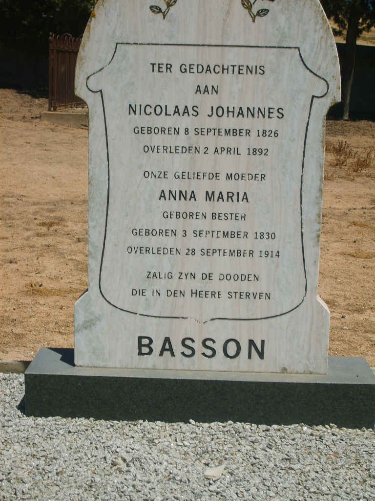 BASSON Nicolaas Johannes 1826-1892 &amp; Anna Maria BESTER 1830-1914