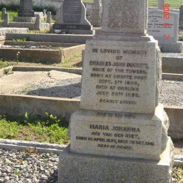 DUCKITT Charles John 1845-1935 &amp; Maria Johanna VAN DER RIET 1855-1941