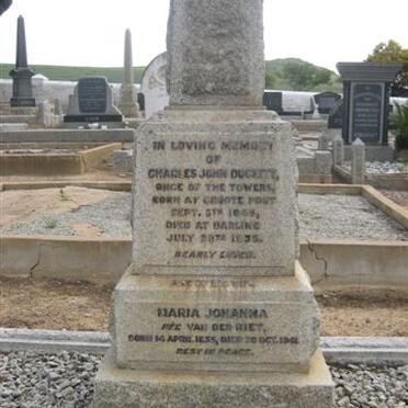 DUCKITT Charles John 1845-1935 &amp; Maria Johanna VAN DER RIET 1855-1941