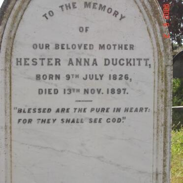 DUCKITT Hester Anna 1826-1897