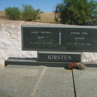 KIRSTEN Andries Frederick 1903-1977 &amp; Cynthia Sybil OLIVIER 1917-1988