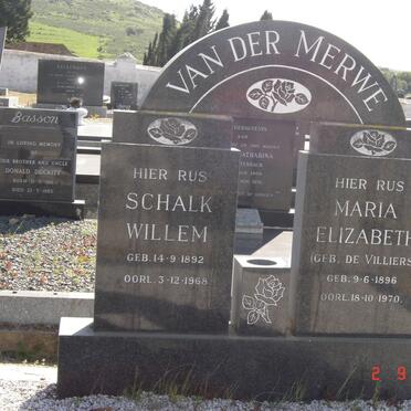 MERWE Schalk Willem 1892-1968 &amp;  Maria Elizabeth DE VILLIERS 1896-1970