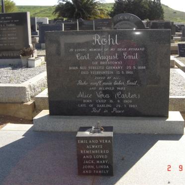 ROHL Carl August Emil 1888-1961 &amp;  CARTER  Alice Vera 1909-1987
