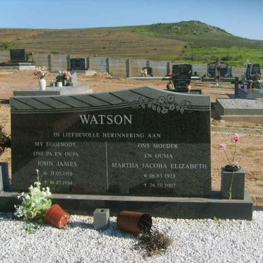 WATSON John James 1918-1996 &amp; Martha Jacoba Elizabeth 1923-2007