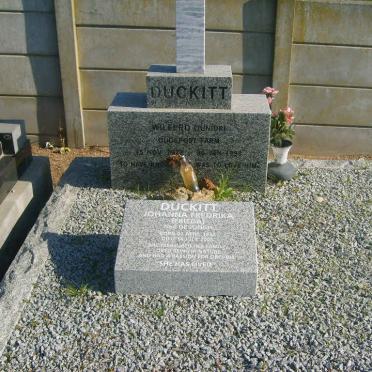 DUCKITT Wilferd 1927-1998 &amp; Johanna Fredrika DE JONGH 1934-2006