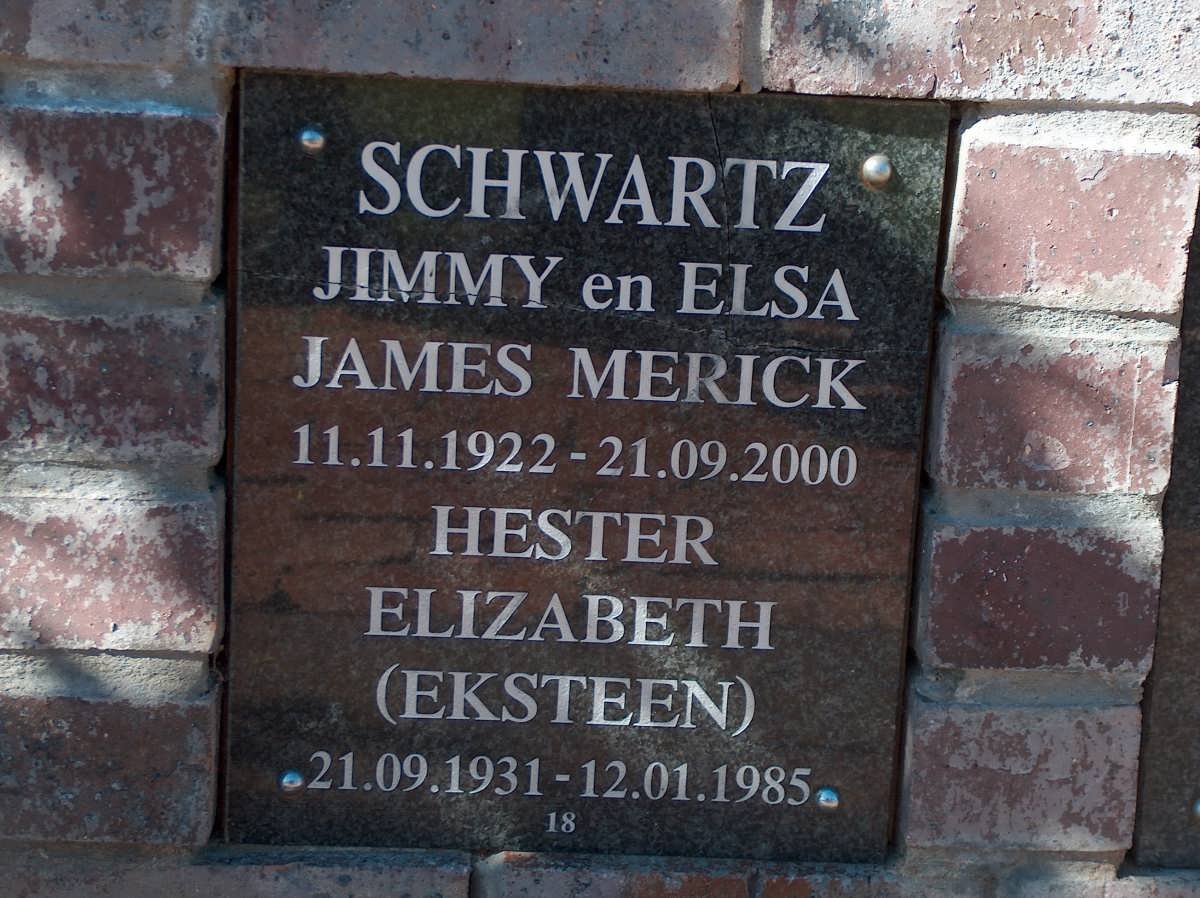 SCHWARTZ Jimmy 1922-2000 &amp; Elsa 1922-2000 :: SCHWARTZ Hester Elizabeth nee EKSTEEN 1931-1985