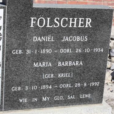 FöLSCHER Daniël Jacobus 1890-1934 &amp; Maria Barbara KRIEL 1894-1992